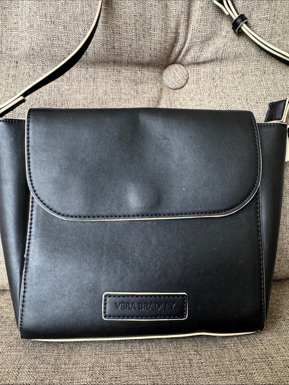 Vera Bradley Black Crossbody with Cream Trim